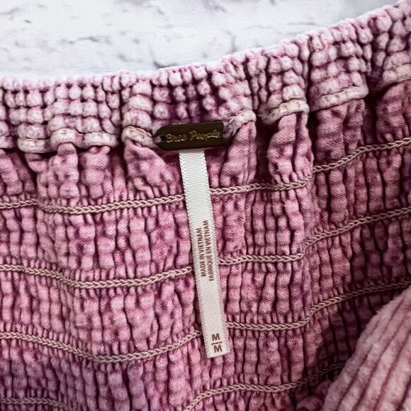 Free People Moon Flower Corduroy Mini Dress Size Medium Pink Puff Sleeve - Picture 8 of 12